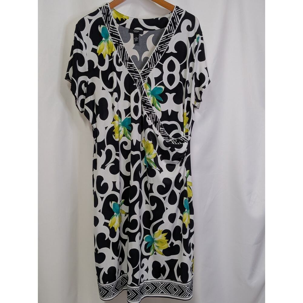 Short Sleeve Faux Wrap Geometric Dress Alfani Size 3x